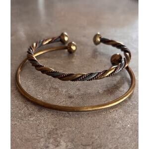 Vintage Copper & Brass Stacking Bracelets Set Of 2